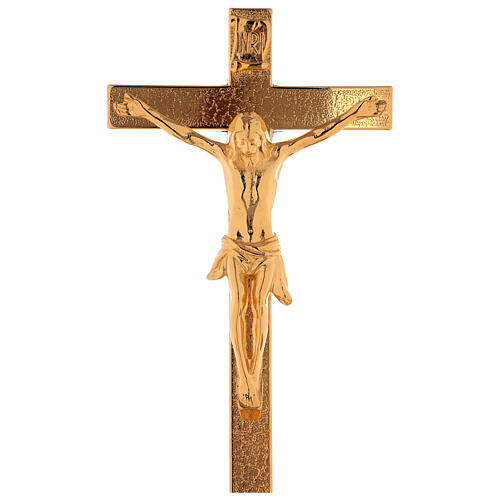 Conjunto de altar crucifixo e castiçais uvas e cruz latão dourado 24 K 2