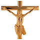 Altar set with cross and short candle-holders in 24K golden brass s2