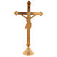 Altar set with cross and short candle-holders in 24K golden brass s5