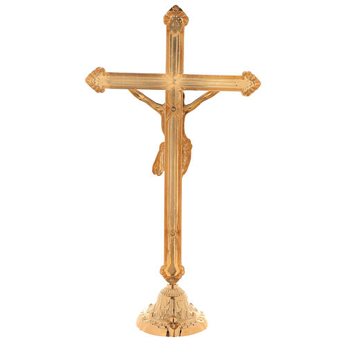 Set d'autel croix et chandeliers bas laitons doré 24k 9