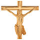 Conjunto de altar cruz crucifixo e castiçais latão dourado 24 K s7