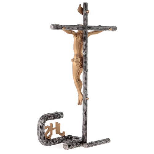 Cruz de altar plateada de latón fundido h. 32 cm 11