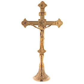 Altar cross in 24K golden brass decorated with stars