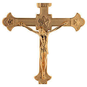 Cruz de altar latão dourado 24k decoro estrela