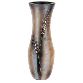 Vaso para flores cerâmica Pompéia decoro trigo dourado
