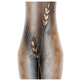 Vaso para flores cerâmica Pompéia decoro trigo dourado
