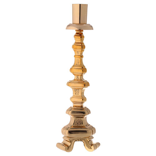 Altar candlestick h 16 in gold plated brass replaceable spike 1