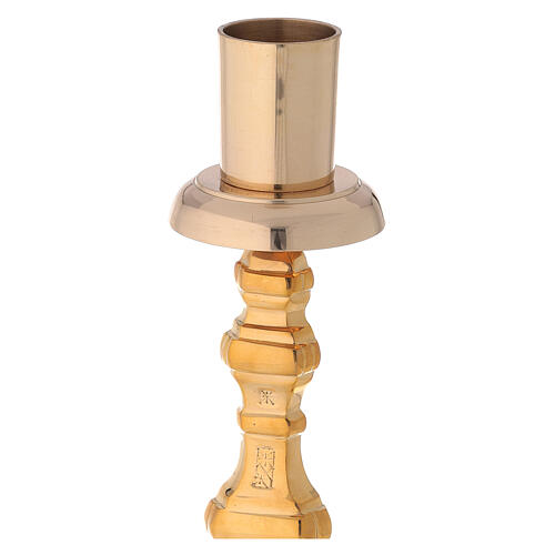Altar candlestick h 16 in gold plated brass replaceable spike 3