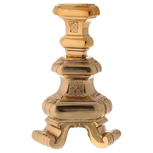Altar candlestick h 16 in gold plated brass replaceable spike 5