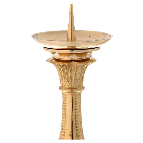 Baroque gilded brass altar candlestick 55 cm high 3