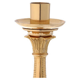 Baroc altar candlestick gold plated brass h 21 1/2 in