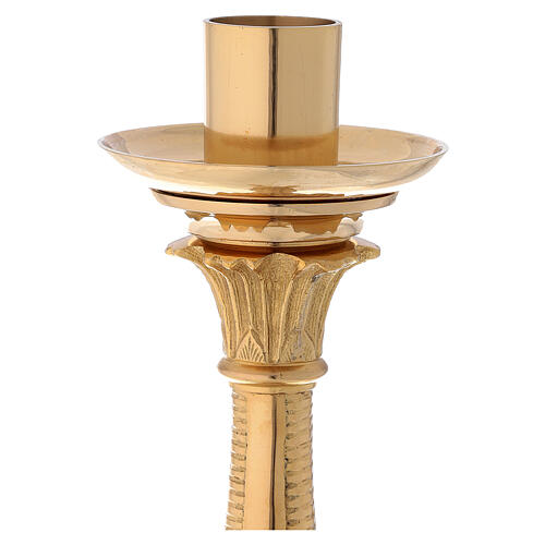 Baroc altar candlestick gold plated brass h 21 1/2 in 2
