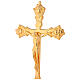 Altar set with Cross and candle-bases in brass, smooth base s2