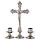 Set d'autel croix chandeliers laiton argenté base lisse s1