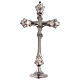 Set d'autel croix chandeliers laiton argenté base lisse s5