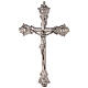 Conjunto de altar cruz castiçais latão prateado base lisa s2