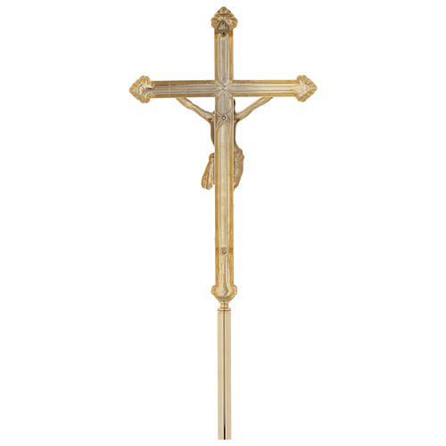 Croix de procession en laiton doré 4