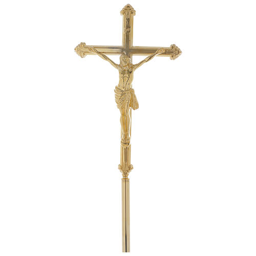 Krzyż ołtarzowo-procesyjny z mosiądzu wyk. pozłacane 1