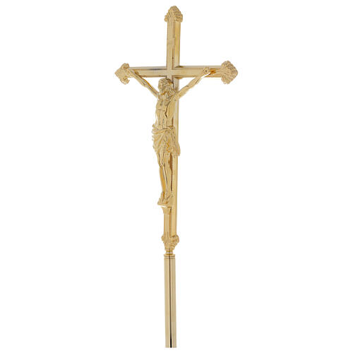 Krzyż ołtarzowo-procesyjny z mosiądzu wyk. pozłacane 2