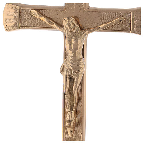 Krzyż na ołtarz, podstawa barokowa, mosiądz pozłacany h 26 cm 2
