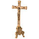 Krzyż na ołtarz, podstawa barokowa, mosiądz pozłacany h 26 cm s3