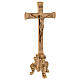 Krzyż na ołtarz, podstawa barokowa, mosiądz pozłacany h 26 cm s4