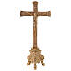 Gold plated altar cross with baroque foot h 10 in s1