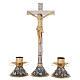 Cross with candle holders, altar set, grapes and leaves s1