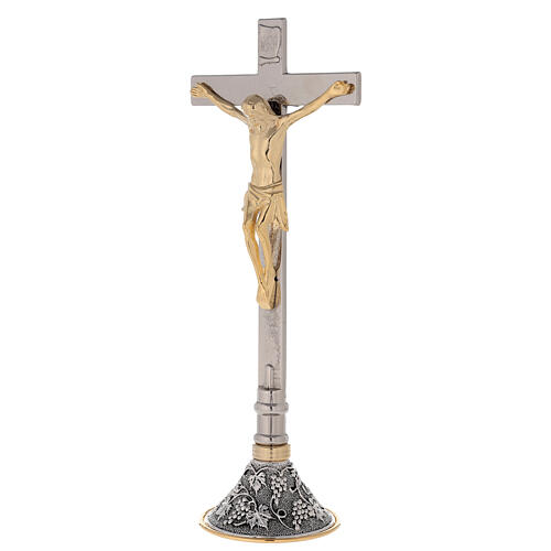 Croix avec chandeliers d'autel base raisin et feuilles 6