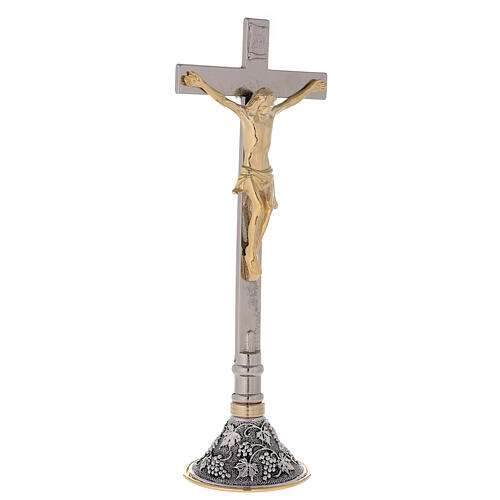 Croix avec chandeliers d'autel base raisin et feuilles 7