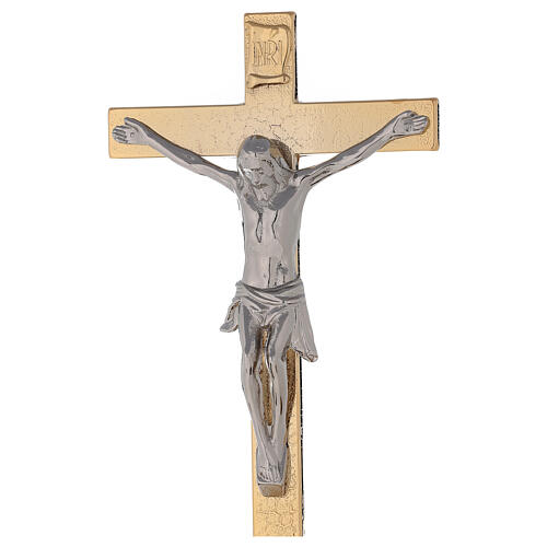 Altarkreuz und Altarleuchter aus vergoldetem Messing (24 Karat) mit Ährenverzierungen auf dem Knoten der Sockel 4