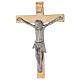 Krzyż ołtarzowy na postawie mosiądz pozłacany 24 kt, ze świecznikami, nodus kłosy s4