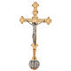 Cruz altar nudo espigas latón dorado 24k con candeleros s2
