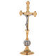 Cruz altar nudo espigas latón dorado 24k con candeleros s4