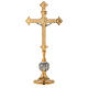 Cruz altar nudo espigas latón dorado 24k con candeleros s6