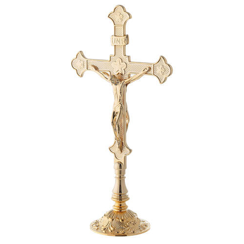 Crucifijo altar latón dorado 24 k 3