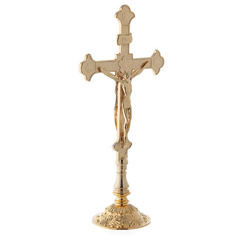 Crucifijo altar latón dorado 24 k 4