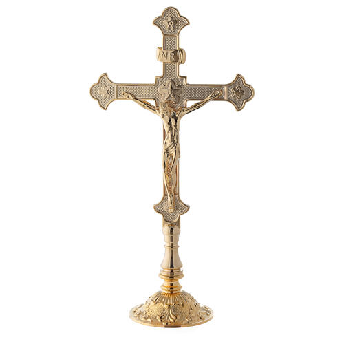 Crucifijo altar latón dorado 24 k 5