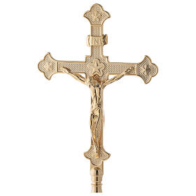 Crucifix d'autel laiton doré 24K