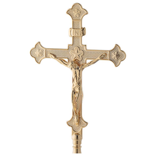Altar crucifix brass gilding 24 kt 2
