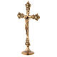 Altar cross with candlesticks in polished brass 36 cm s2