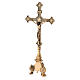 Altar cross with candlesticks in golden brass 33.5 cm s2
