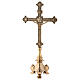 Altar cross with candlesticks in golden brass 33.5 cm s4