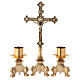 Croce da altare con candelieri ottone dorato 35 cm s1