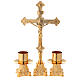 Candeleros y cruz de altar latón dorado 24k 30 cm s1