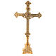 Candeleros y cruz de altar latón dorado 24k 30 cm s4