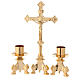 Altar cross and candlesticks set in brass 33.5 cm s1
