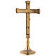 Set of altar crucifix and decorated polished brass candlesticks 30 cm s4