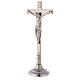 Set croix d'autel et chandeliers laiton argenté 40 cm s2