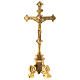Altar crucifix, both sides, gold plated brass, h 35 cm s1